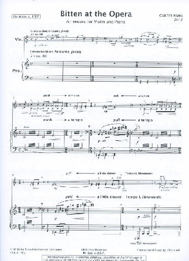 Pann, Carter: Bitten at the Opera - An Encore for Violin and Piano  (violin & piano)