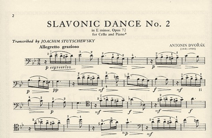 Dvorak, Antonin (Stutsch): Slavonic Dance No.2 in G minor Op.72 (cello & piano)