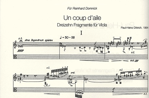 Dittrich, Paul-Heinz: Un coup d'aile, 3 fragments for Viola