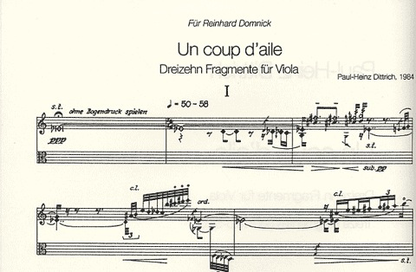 Dittrich, Paul-Heinz: Un coup d'aile, 3 fragments for Viola