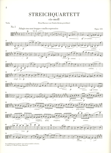Beethoven (Platen): String Quartet in C Sharp minor, Op.131 - URTEXT (string quartet)