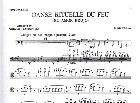 DeFalla, M: Ritual Fire Dance/Dance of Terror from Amor Brujo (cello & piano)