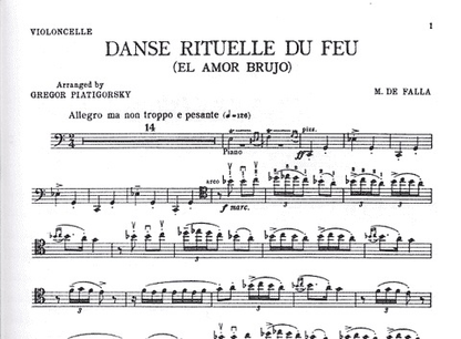 DeFalla, M: Ritual Fire Dance/Dance of Terror from Amor Brujo (cello & piano)