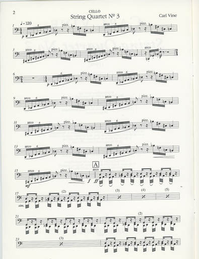Vine, Carl: String Quartet No. 3 (1994) scorer and parts