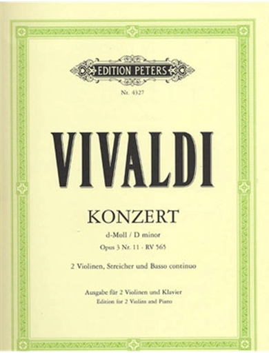 Vivaldi, Antonio: Concerto Grosso Op. 3 No. 11 in d minor (2 violins & piano) PETERS