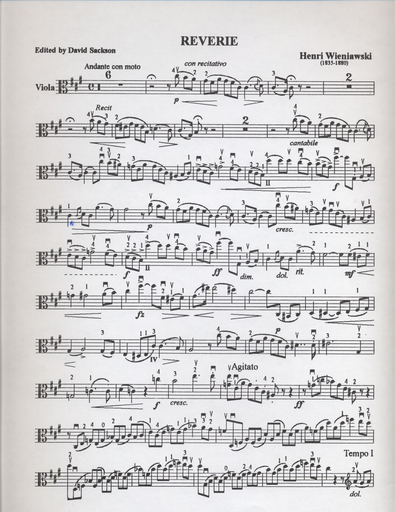 Wieniawski, Henri (Sackson): Reverie for Viola & Piano