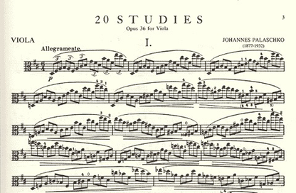 Palaschko, Johannes: Twenty Studies for Viola Op.36