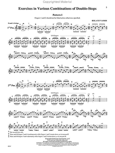 Vamos, Roland: Exercises for the Violin in Various Combinations of Double Stops