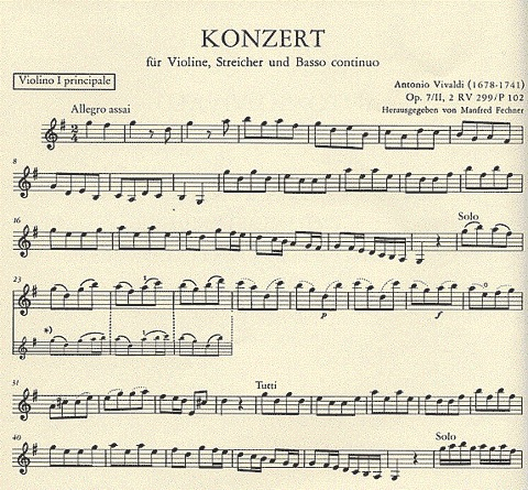 Vivaldi, A.: Concerto in G Op.7No.11 RV299 (violin & piano)