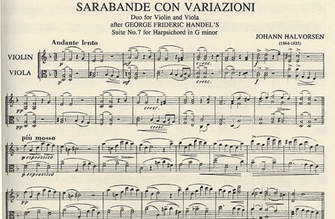 Handel-Halvorsen: Sarabande con Variazioni for Violin & Viola
