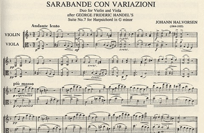 Handel-Halvorsen: Sarabande con Variazioni for Violin & Viola