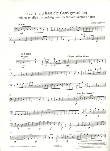 Birtel, W.: Fox, You've Stolen the Goose as Ludwig van Beethoven could (possibly) have composed it (string quartet) score and parts