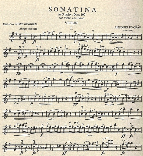 Dvorak, A. (Gingold, ed.): Sonatina in G major, Op.100 (violin & piano)