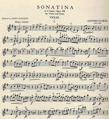 Dvorak, A. (Gingold, ed.): Sonatina in G major, Op.100 (violin & piano)