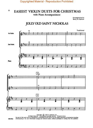 Barlow, Betty: Easiest Violin Duets for Christmas Bk.1 (2 violins, Piano)