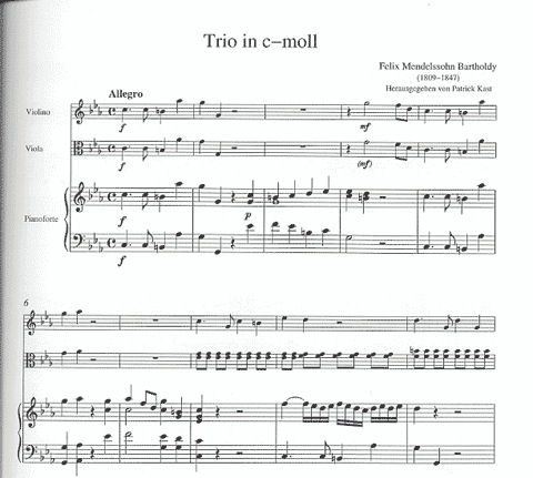 Mendelssohn, F.: Piano Trio in C minor (violin, viola, and piano) Kunzelmann