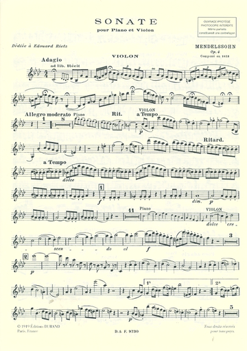 Mendelssohn, F.: Sonate Op.4 (violin & piano)