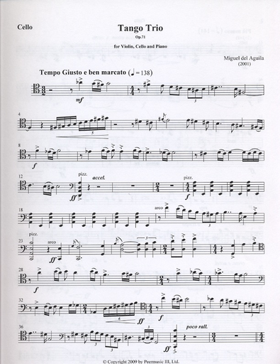 Aguila, Miguel del: Tango Trio, Op.71  (Violin, Cello, Piano)