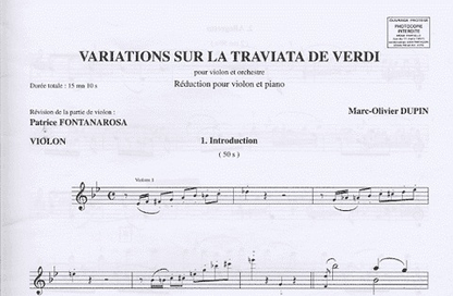 Dupin, Marc-Olivier: Variations sur la Traviata de Verdi (violin & piano)