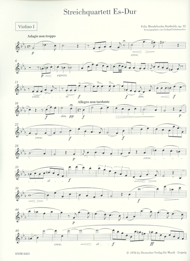 Mendelssohn, Felix: String Quartet in Eb major, Op.12 (parts)