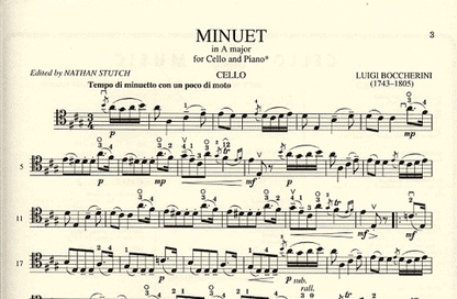 Boccherini, Luigi: Minuet in A major from String Quintet No.11 (cello & piano)