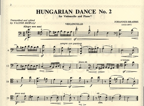 Brahms, Johannes (Despalj) Hungarian Dance #2 (cello & piano)