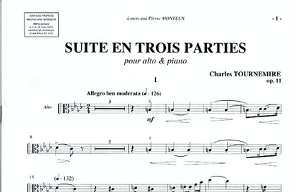 Tournemire, Charles: Suite in three parts Op.11 (viola & piano)