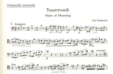 Hindemith, P. (Willms, arr.) Trauermusik (cello and piano)
