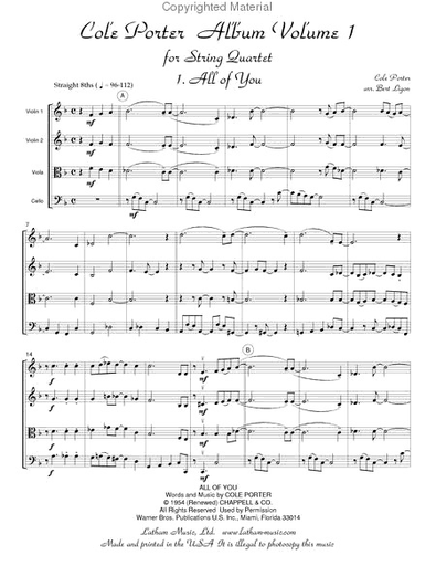 Porter, Cole (Ligon): Album for String Quartet Vol.1 (score & parts)