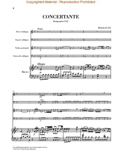 Haydn, F.J. (Gerlach, ed.): Concertante in Bb Major, Hob.I: 105, urtext (Oboe, Bassoon, Violin, Cello & Piano)