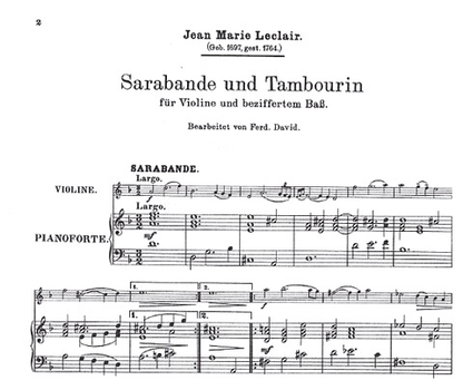 Leclair, Jean-Marie: Sarabande & Tambourin (violin & piano)