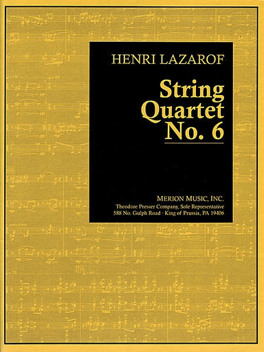 Lazarof, Henri: String Quartet No. 6, score and parts