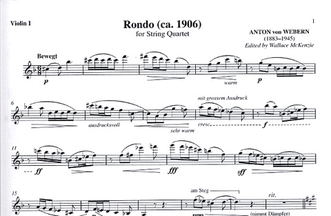 Webern, Anton: Rondo ca 1908 for String Quartet-score and parts
