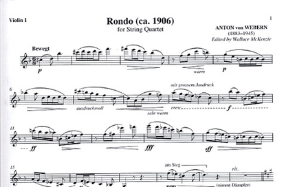 Webern, Anton: Rondo ca 1908 for String Quartet-score and parts