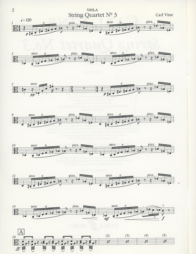 Vine, Carl: String Quartet No. 3 (1994) scorer and parts