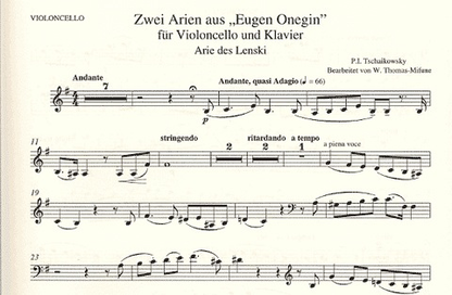 Tchaikovsky, Pyotr: 2 Arias from Eugen Onegin (cello & piano)