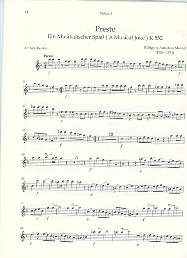 Kember, John (arr): Classical Pieces for String Quartet