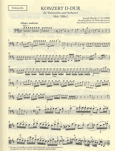 Haydn, F.J.: Cello Concerto in D Op. 101 urtext (cello & piano)