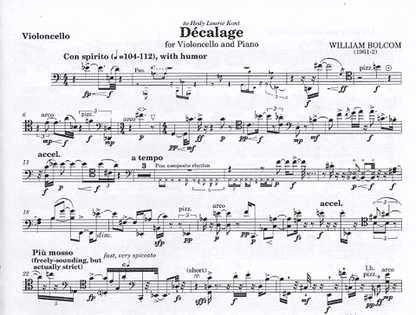 Bolcom, William: Decalage (cello & piano)