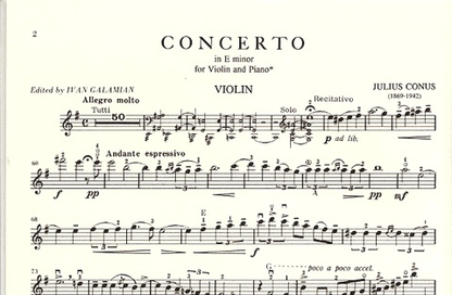 Conus, Julius (Galamian): Violin Concerto in E minor (violin & piano)
