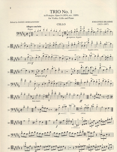 Brahms, Johannes: Trio No.1 in B Major, Op.8 (violin, Cello & piano)