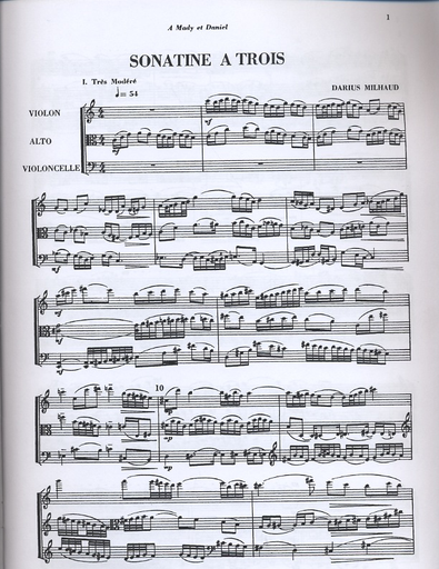 Milhaud, Darius: Sonatine (violin, Viola, Cello)
