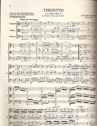 Dvorak, Antonin (Seraphin Trio): Terzetto Op.74 (violin, viola, cello)
