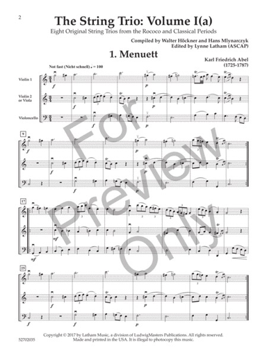 Hockner, W: The String Trio Vol.1a (string trio) Ludwig Masters