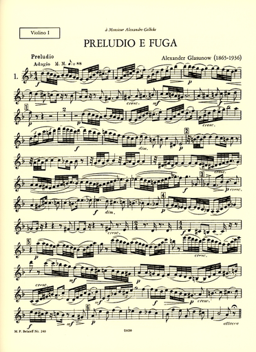 Les Vendredis: Glazunov, Liadov, Solokov, d'Osten-Sacken, Wihtol, Vol. 1 (string quartet) set of parts