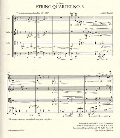 Boykan, Martin: String Quartet No.3