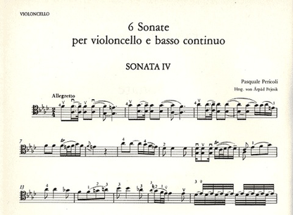 Pericoli: 6 Sonate (cello & piano)