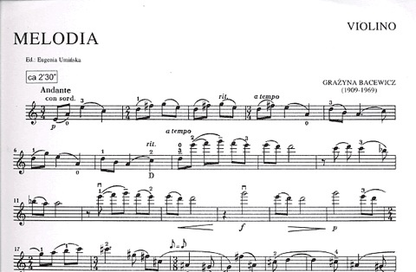 Bacewicz, Grazyna: Melody (violin & piano)