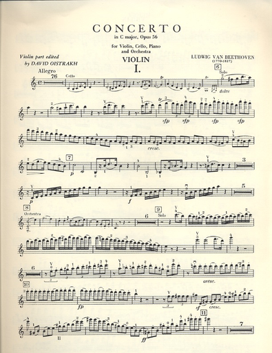 Beethoven, L.V. (Oistrakh, Taub): Concerto in C Major for Pianoforte, Violin, Violoncello, and Orchestra, Op.56 ''Triple Concerto'' urtext (violin, cello, piano, & piano reduction)