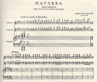 Sarasate, Pablo: Navarra Op.33 (2 violins & piano) IMC